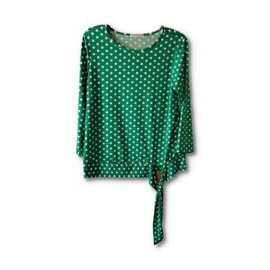 🚨007 COCO'S clozet Long Sleeve Polka Dot Tie Waist Top